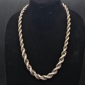 Les Bernard Silver Tone Twisted Chain Necklace Vintage Costume Jewelry